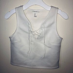 Forever 21 white lace up crop top